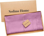 Solino Home Linen Tablecloth 52 x 52 Inch - 100% Pure Linen Violet Square Tablecloth - Classic Hemstitch, Machine Washable Table Throw for Summer, Halloween