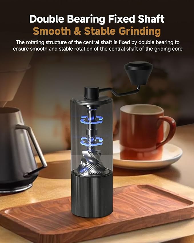 Manual Coffee Grinder,Hand Coffee Grinder with 30 Adjustable Settings,CNC 420 Stainless Steel Espresso Conical Burr-Portable Multi-Bearing Design for Pour Over,French Press & Moka pots