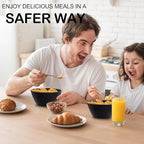 supernal 12PCS Black Wheat Straw Bowls - Unbreakable Reusable Plastic Soup & Cereal Straws Bowls,Fridge and Dishwasher Safe Stackable,Lightweight Black Disposable Bowl for Ramen,Salads and Catering