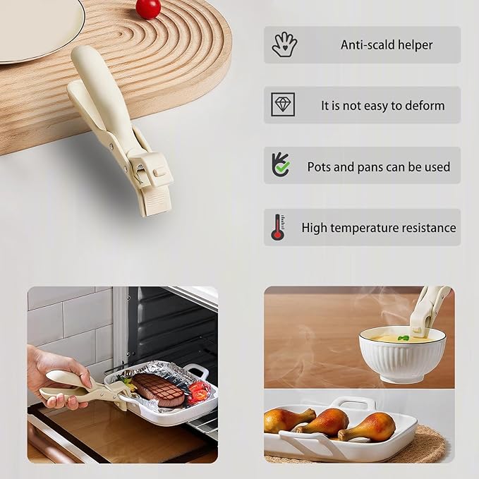 Hot Plate Gripper，bowl Holders for Hot Food，anti Scald Bowl Holder Clip，Stainless Steel Bowl Clip 2-Piece Set with Food Out From Instant Pot Microwave Oven，Air Fryer, Steamer