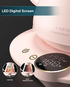 Gooseneck Electric Kettle with ±1℉ Temperature Control for Pour Over Coffee & Tea, Quick Heating, BPA-Free Stainless Steel, Built-in Brew Timer, 1500W/0.9L (Petal Pink)