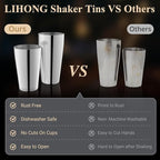 Mixology Bartender Kit, 4-Piece Pro Stainless Steel Cocktail Shaker Set, bar Set Cocktail Shaker Set, Cocktail Tin for Bartending