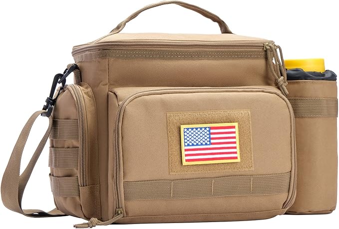 MOV COMPRA Tactical Lunch Bag for Men, Insulated Lunch Box Leakproof for Men Large Capacity with MOLLE Water Bottle Pouch Lunchbox for Adults for Work, Picnic（Yellow）