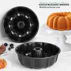 Homikit Nonstick Cake Pan 10 Inch, 2 Pack 10 Cups Heavy Duty Carbon Steel Fluted Tube Round Pans for Baking Pound Cakes, Jello, Brownie, Monkey Pumpkin Bread, Oven Safe & Easy Release, Black