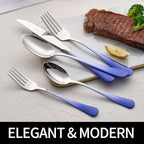 20-Pieces Color Silverware Sets for 4,Blue and white Handle Stainless Steel Cutlery Set, Include Forks Spoons and Knives Set, Dishwasher Safe Utensil Sets for Home Restaurant