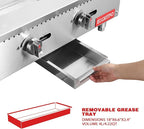 36 Inch CSA Certified Commercial Natural Gas Griddle Manual Controls 90,000 BTU Countertop Flat Top Grill Hot Plate with Independeent Knob 3 Burners Stainless Steel Grill for Restaurant Use