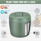 Thermo Food Jar for Hot Food Adults 32OZ Soup Thermo Lunch Containers Wide Mouth Vacuum Insulated Stainless Steel Leakproof Bento Box with Spoon (Green)