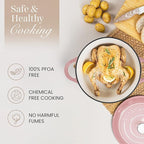 Nuovva Enamelled Cast Iron Dutch Oven Pot with Lid 6.4 Quart Non Stick Casserole Pot – Heavy Duty & Oven Safe up to 500° F for Bread Baking, Braising, Stews, Roasting – 28cm Pink