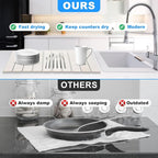 Large Stone Dish Drying Mat for Kitchen Counter,24"(L)×16"(W),Collapsible Quick Dry Dish Drying Mat,Diatomaceous Earth Mats for Cutlery, Pots and Bottles,Match Any Countertop