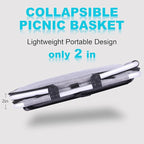 Picnic Basket, SIYUAN Collapsible Shopping Basket Insulated with 2 Handles 27L Large Cooler with Lid Portable Folding Grocery Market Tote Bag, Grey