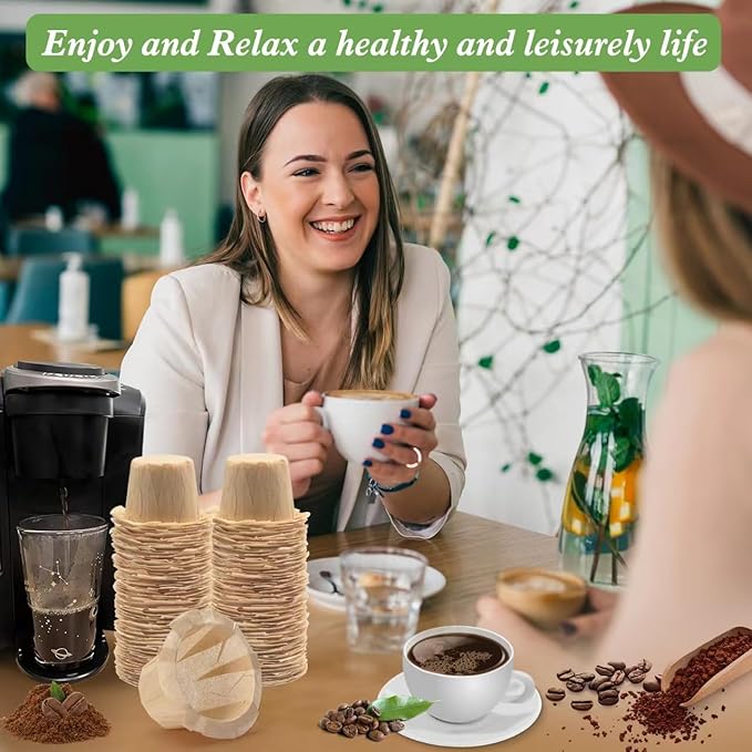 Aussen Disposable Coffee Paper Filters Replacement Kerig Filter Fit All Keurig Single Serve Filter Brands Compatible with Reusable Single Serve Pods Keurig Coffee Maker (Natural, 200pcs)