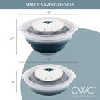 COOK WITH COLOR Collapsible Salad Spinner - 4 QT Space Saving Lettuce Dryer with Folding Collapsible Colander Great for Washing and Drying Fruit and Vegetables (Blue)