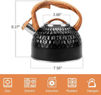 Whistling Teapot, 2.6 Qt 304 Food Grade Stainless Steel Tea Kettle with Heat-resistant Handle, Durable, not Rust，One-button Switch(BLack）