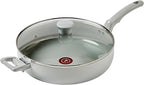 T-fal Refresh Ceramic Nonstick Saute Frying Pan with Lid 5 Qt, Oven Safe to 350°F Cookware, Stay-Cool Handle Skillet, Ceramic Pots and Pans, Moon Grey