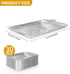 30 Pack Aluminum Foil Broiler Pans with Holes 16 x 12 inch Aluminum Grill Pans Disposable Grill Drip Pan for Outdoor Grills, BBQ, Baking, Meal Prep