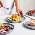 AmorArc Dinner Plates Set of 6, 10.5 Inch Reactive Glaze Ceramic Plates Set, Microwave, Dishwasher Safe, Scratch Resistant, Modern Large Dinnerware Dishes Set Kitchen Stoneware Plates