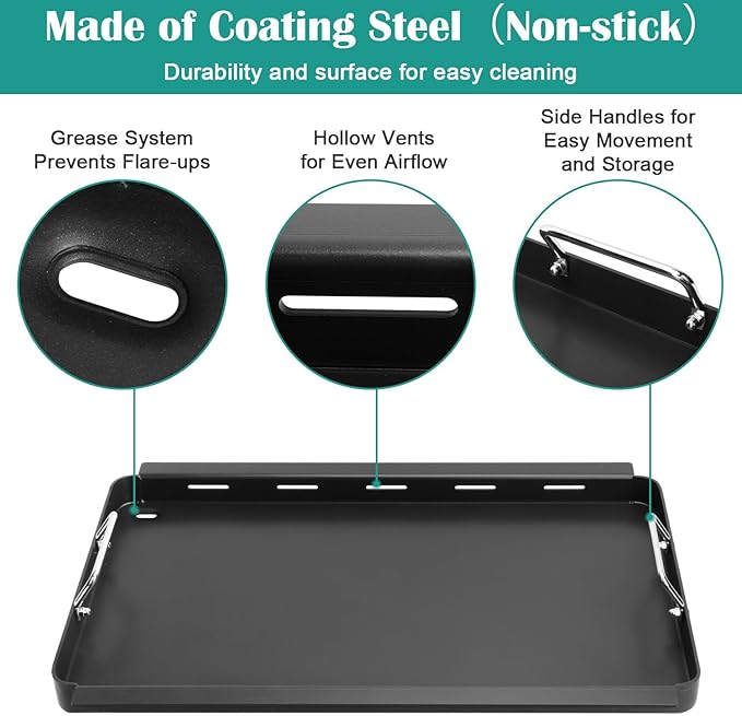 Full-Size Griddle Inserts for Charbroil Commercial Tru Infrared, Flat Top Plate for Charbroil 463276016, 466242715, 466242815, 463257520 463436215 463439915 Grills, Replace for G533-0009-W1 Grates