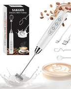 Milk Frother Rechargeable Handheld-Electric Whisk 3 Speed Adjustable, Coffee Frother Wand with 3 Stainless Whisks, Electric Foam Maker, Drink Mixer Blender for Latte Cappuccino Matcha Egg