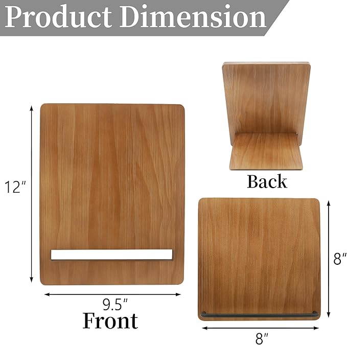 Wood Cookbook Stand Cookbook Holder: Kitchen Adjustable Cookbook Holder Recipe Stand for Counter Brown