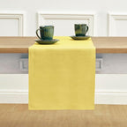 Solino Home Linen Table Runner 36 Inches - 100% Pure Linen Sunshine Yellow Table Runner 14 x 36 Inch Ideal for Dresser and Coffee Tables - Summer - Fete