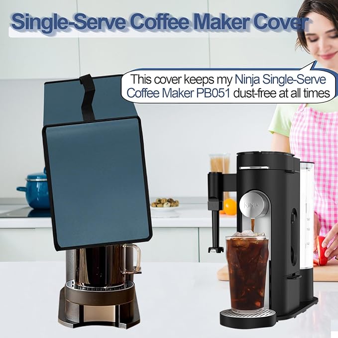 Coffee Maker Dust Cover for Ninja Pod & Grounds Specialty Single-Serve Coffee Maker PB051/PB051GB/PB051SG/PB051ST, Heavy Duty Waterproof Coffee Machine Protective Cover Case (Lake Blue)