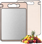 2-IN-1 Titanium Cutting Board for Kitchen Pure Titanium and Wheat Straw PP Scratch-Resistant 15.8x10.6 Inch, (Beige Titanium)