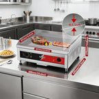 CROSSON 24"*16" Commercial Chrome Plated Griddle,Electric Countertop Griddle with Non-Stick 2/5" Thick Cooking Plate and Double Section 575℉ Adjustable Temp Control for Restaurant use-120V,3500W