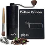 pipa’s Manual Coffee Bean Grinder with Brush (35g) | Stainless Steel Burr Mill, Adjustable Coffee Grinder for Espresso, Pour Over, French Press & Cold Brew | Coffee Hand Grinder for Home & Outdoor