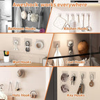 20 Pack Adhesive Wall Hooks, 13 lbs Max Load Picture Hangers Without Nials, Waterproof Oilproof No Damage Hooks for Bathroom Towels, Kitchen, Shower & Home Organization