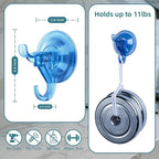 Antimbee Suction Hooks, 10 Pack Reusable Hangers, Removable Small Suction Cups for Shower, Bathroom, Glass, Door, Windows, Kitchen - Up to 11 lbs on Smooth Surface (Transparent Blue)