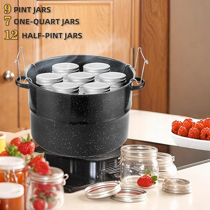Canning Pot with Rack and Lid-Canning Kit for Beginners, 21.5 Quart Stock Pots-Canning Supplies Starter Kit for Beginners,Water Bath Canners for Canning,Food Grade Accessories Starter by JY COOKMENT