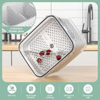Fruit Storage Containers for Fridge with Removable Colander, 8 Pack Fruit Containers for Fridge with 2 Function Divider Plate, Airtight Storage Container to Keep Berry Fruit Fresh, Dishwasher Safe