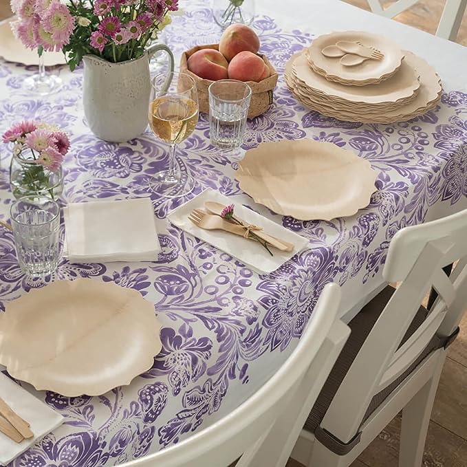 Bambu Pack of 8 - 7 Inch Disposable Bamboo Plates Fancy, Biodegradable Eco Friendly Products, Bamboo Disposable Plates for Events, Compostable Plates