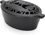 Wood Stove Steamer 2.5 Quart, Humidifier with Decorative Deer Pattern, Cast Iron, Rust Resistant Matte Black