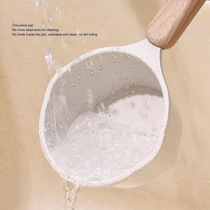 Sauce Pan, 3.3in x 2.2in Milk Pan Small Soup Pot Non Stick Sauce Pots Mini Butter Warmer Pan Cooking Pot with Pour Spout Milk Boiling Pot for Home Kitchen Multi Mini Sauce Pan(White)