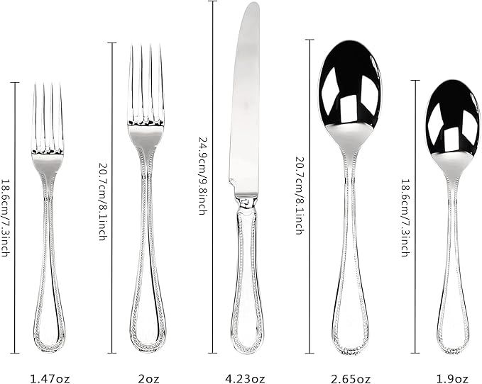 20-piece Silverware Set for 4, 18/10 Stainless Steel Flatware Set, Fine Silverware Set, Serving Utensil Sets, Finely Polished and Dishwasher Safe, Prolos