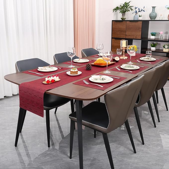 Myir JUN Placemats Set of 8, Vinyl Woven Placemats Place Mats Indoor Set of 8 Washable Table Mats Non-Slip Place mats for Dining Table (Red, Set of 8)