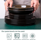 LERATIO Large Pasta Bowls,38oz Ceramic Pasta Bowls,9.0" Reactive Glaze Pasta Bowl Set of 6,Microwave & Dishwasher,Oven Safe,Wide Serving Bowls for Salad,Pasta,Fruit,Scratch Resistant-Coffee