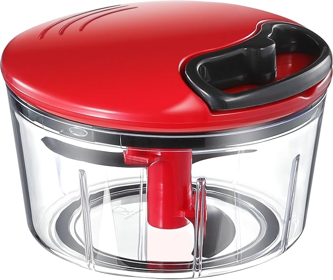 GDL Manual Food Chopper, Hand Pull String Onion Chopper Cutter, Dishwasher Safe Vegetable Chopper Food Mincer, No BPA Food Grade Material, 2.5 Cups 0.6L