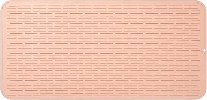 Silicone Dish Drying Mat for Multiple Usage,Easy clean,Eco-friendly,Heat-resistant Silicone Mat for Kitchen Counter or Sink,Refrigerator or Drawer Liner Pink 5XL 36inches x 18inches