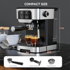 TEM612 Espresso Machine 20 Bar with Steam Milk Frother, Stainless Steel Coffee Machine with Removable Water Tank for Cappuccino,Latte, Compact Stainless Steel Coffee maker for home