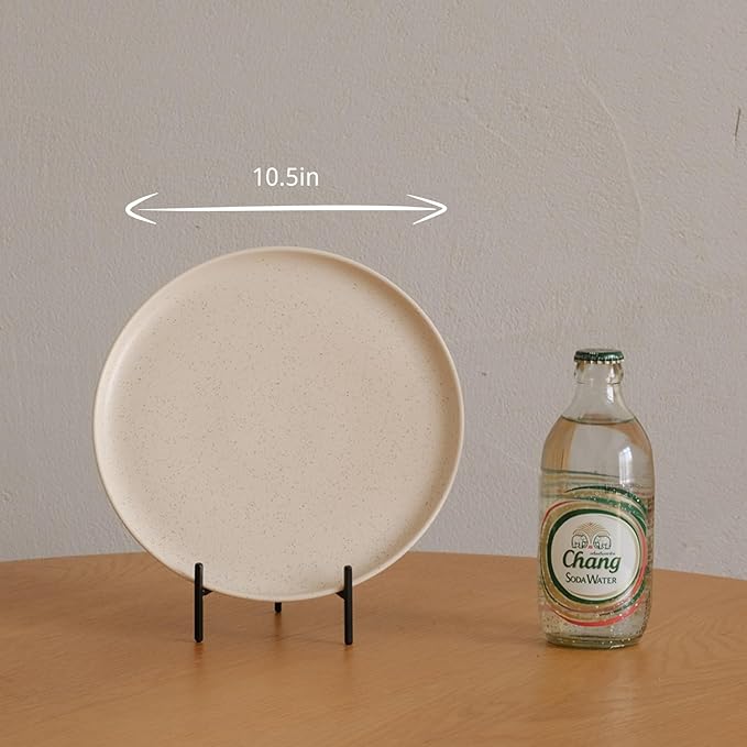 WENSHUO Dinner Plates Set of 6, Chip and Scratch Resistant (Oat Beige, 10.5 Inch)