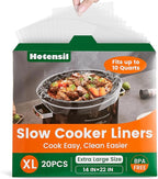 Slow Cooker Liners, Hotensil 14"x 22" 20 Count Cooking Bags Large Size Disposable Pot Liners, Fit 6QT to 10QT for Slow Cooker Cooking Trays, Multi-Purpose Durable Liners Plastic Bags, BPA Free