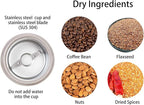 DR MILLS DM-7441 Coffee Grinder Electric, Coffee Bean and Dried Spice Grinder, One Touch Operation, Blade and cup made with SUS304 stainless steel (White)