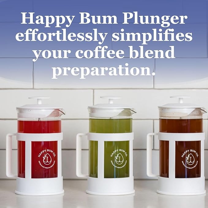 Happy Bum Coffee Plunger | 1 Liter(33.8oz) Glass French Press Stainless Steel Strainer | Easy to Use & Clean French Coffee Press Glass for Brewing and Storing Coffee Blend