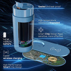 Temperature Control Heated Coffee Mug Smart Self Heating Travel Mug 12 Oz App Controlled Warmer Mug 4-10 Hour LED Display Keep Coffee Hot All Day Fast Wireless Charger Base Lake Blue