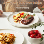 Jassceram 10.5 Inch White Dinner Plates Set of 6, Ceramic Round Plates for Kitchen or Restaurant, Salad Plates Modern Dish Set - Microwave, Oven and Dishwasher Safe, Scratch Resistant and Lead-free