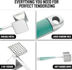 Zulay Meat Tenderizer Hammer 10" Heavy Duty Dual Sided Mallet with Comfort Grip – Metal Pounder for Beef, Chicken, Pork & More - Mint