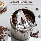 2Pcs Coffee Scoops, Premium 18/8 Stainless Steel Coffee Spoons, Set of 2 Short Handled (1 Tablespoon & 2 Tablespoon) Coffee Measuring Spoon for Ground Coffee, Tea and Powder by ES NATAURA