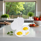 White Egg Poacher, Microwave Egg Boiler Poacher, 2 Cavity Nonstick Poached Egg Maker With Lid, Egg Poacher Microwave Egg Cooker, Double Drain Poached Egg Cups Egg Poachers